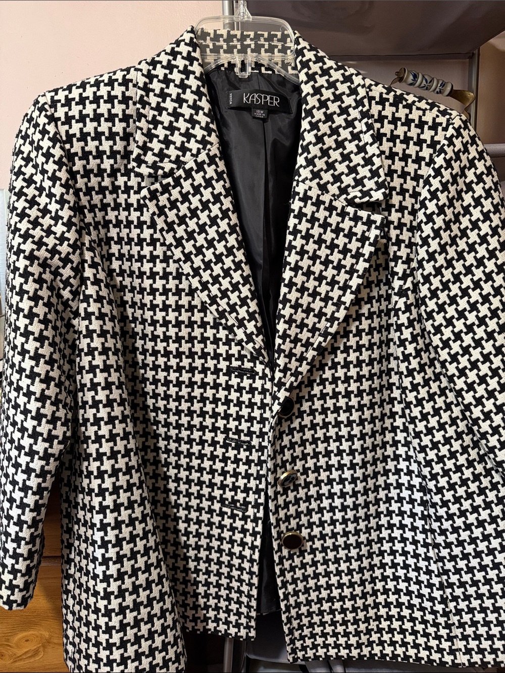 Kasper Black & White Houndstooth Blazer